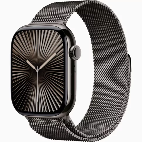 Apple Watch Series 10 (GPS+Cellular, S/M, Slate) 46mm Titanium Case With Slate Milanese Loop