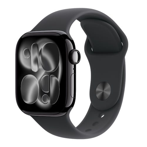 Apple Watch Series 11 (GPS+Cellular) 46mm Aluminum Case with Black Sport Band , M/L – Jet Black