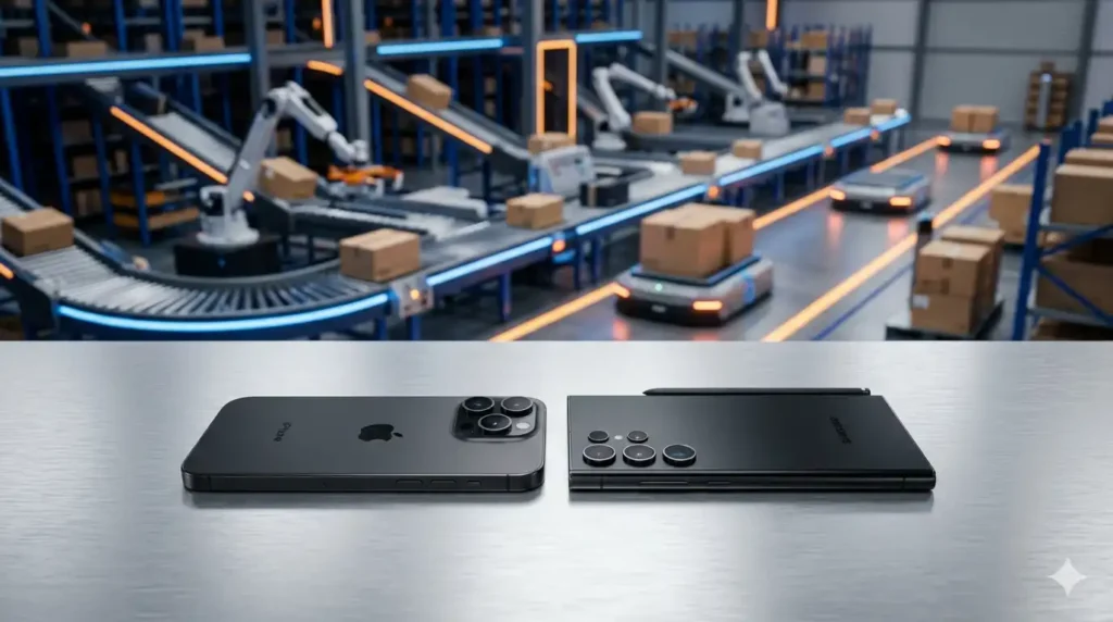 iPhone 17 Pro and Galaxy S26 Ultra showcasing the impact of India's Budget 2026 on tech retail.